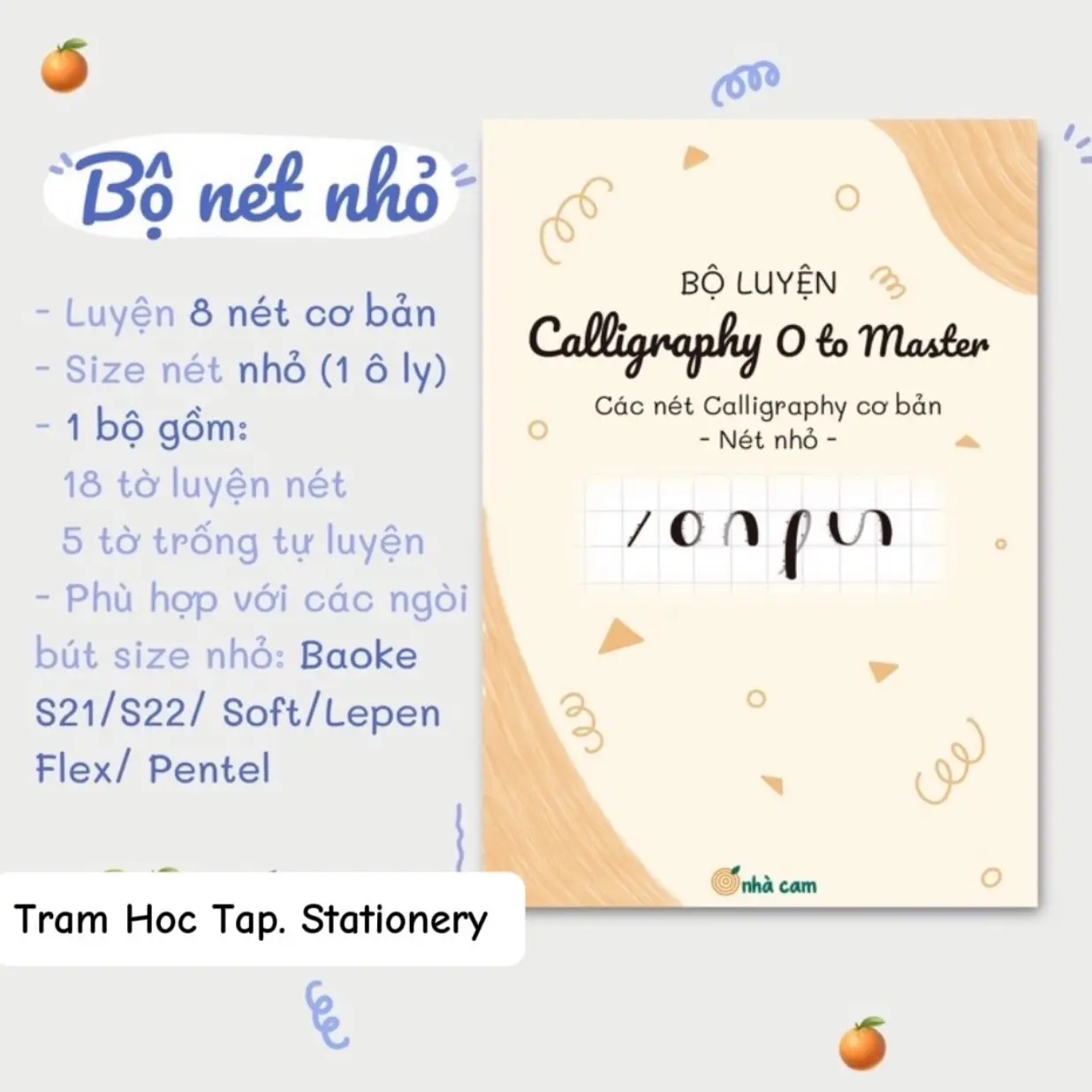 Chi tiết bộ luyện chữ Calligraphy nét nhỏ Luyện chữ Calligraphy bộ nét nhỏ 1 ô ly