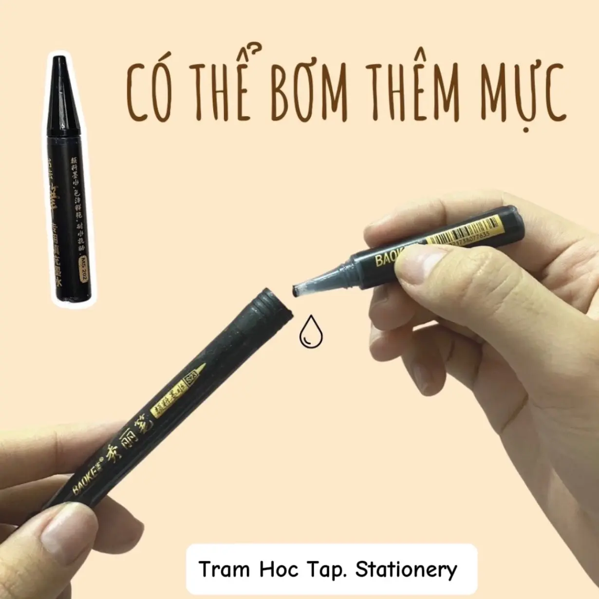 Hướng dẫn bơm mực cho bút Baoke Cách bơm thêm mực cho bút luyện chữ Calligraphy Baoke
