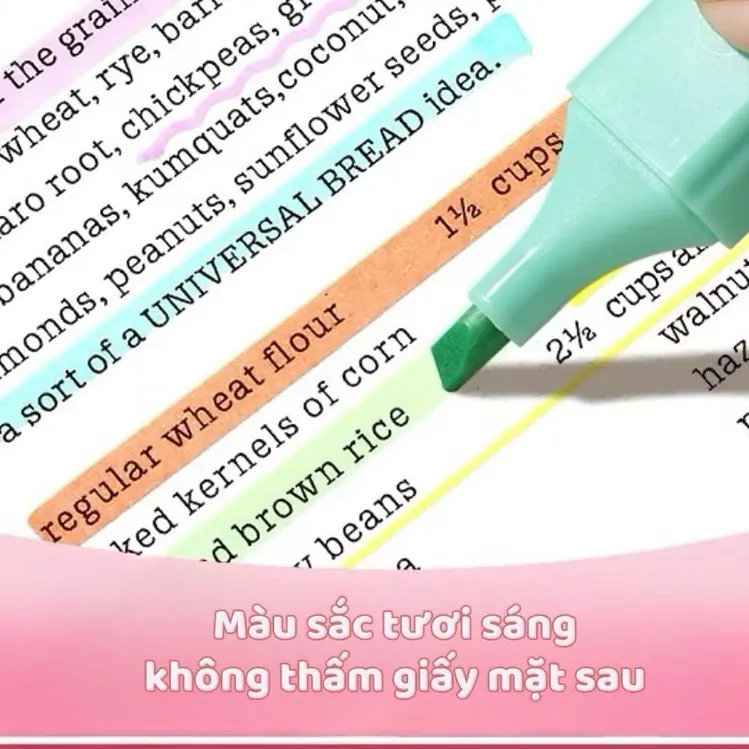 Bút highlight tiện ích không lem mực Bút highlight tiện ích không thấm giấy mặt sau