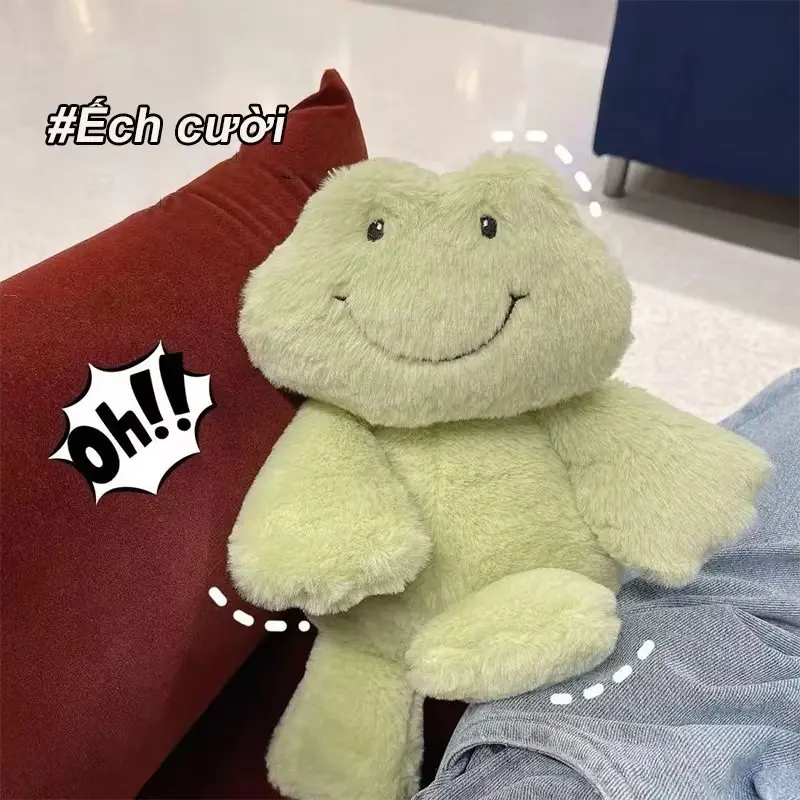 Gấu bông dễ thương hình ếch tựa gối đỏ