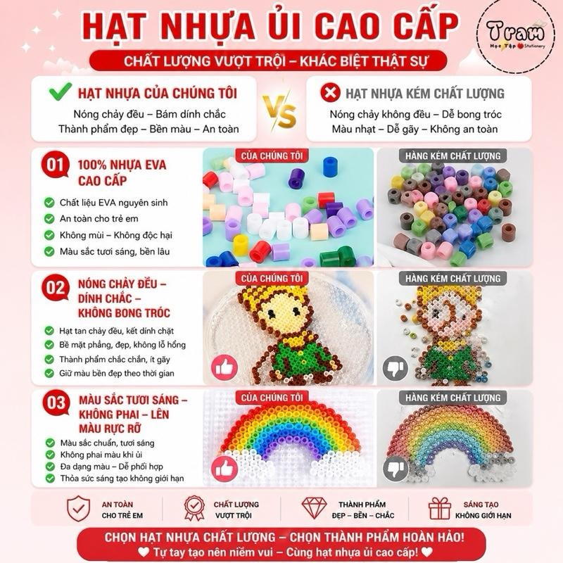 So sánh hạt nhựa ủi cao cấp MARD và hạt nhựa kém chất lượng