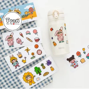 Set 4 tấm stickers dễ thương trang trí bình nước
