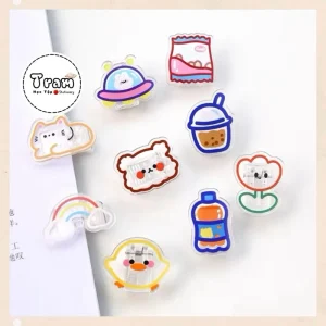 Set 5 kẹp giấy xinh xắn acrylic trong suốt nhiều mẫu đáng yêu