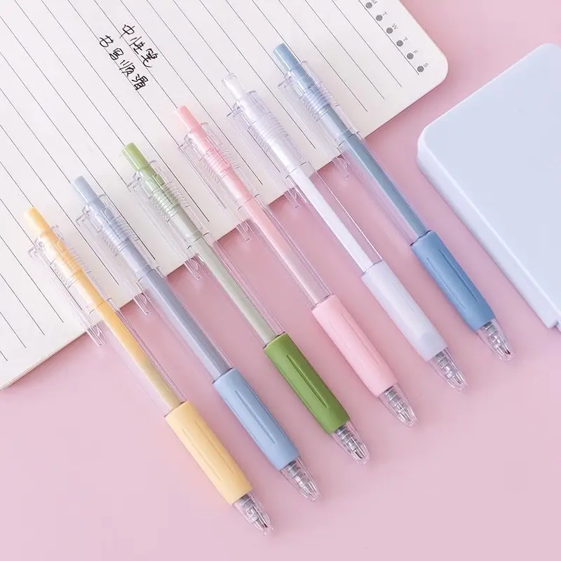 Set 6 bút gel có đệm tay màu pastel Hàn Quốc set 6 bút gel có đệm tay màu pastel mực đen Hàn Quốc