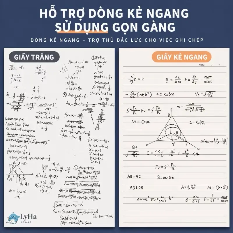 So sánh giấy nháp Kraft trắng và kẻ ngang