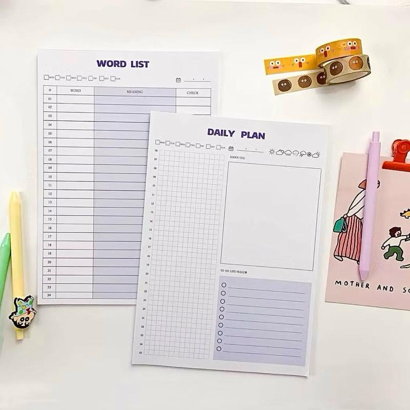 Mẫu giấy nháp lập kế hoạch Daily Plan Giấy nháp màu Kraft in sẵn Daily Plan và Word List