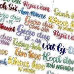 Sticker chữ môn học nhãn vở in theo môn học cấp 1-2-3