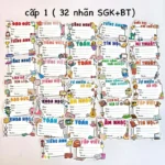 Nhãn vở in theo môn học cấp 1-2-3 biến thể cấp 1