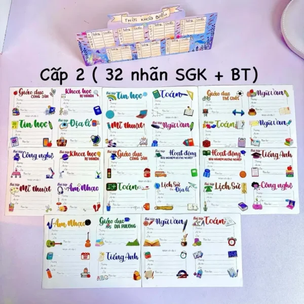 Set 32 nhãn vở cấp 2 c.trình Kết Nối Tri Thức mới