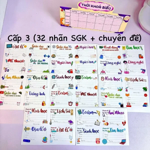 Set 32 nhãn vở cấp 3 c.trình Kết Nối Tri Thức mới