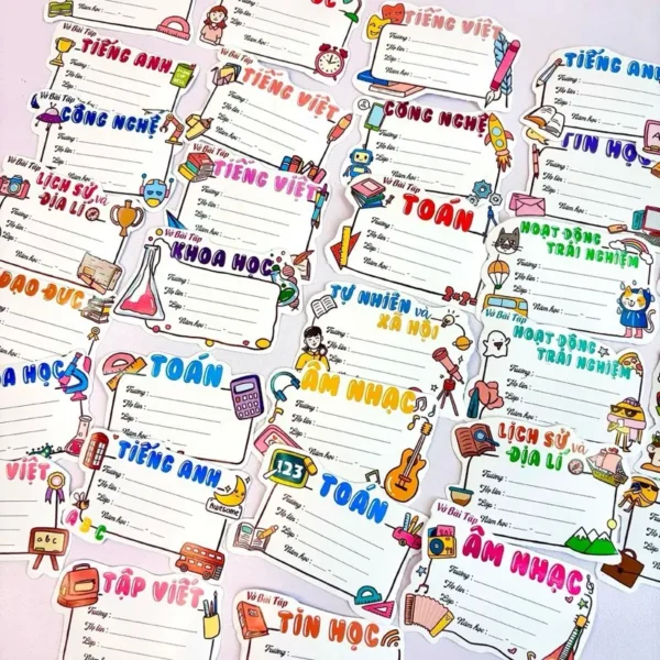 Combo 3 set nhãn vở cấp 1 2 3 c.trinh Kết Nối mới